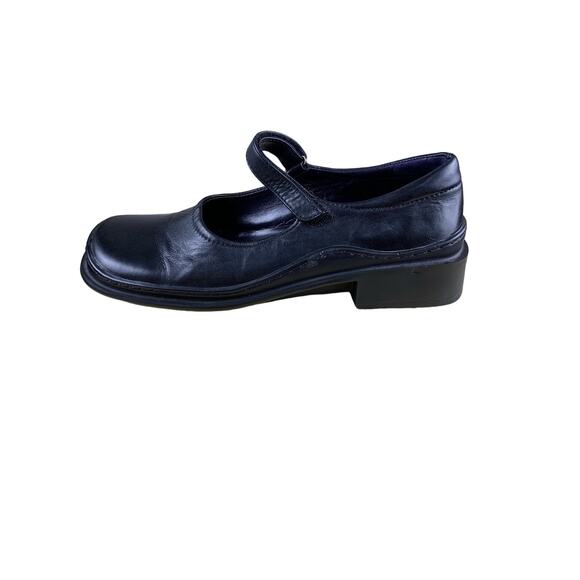Kenneth Cole Reaction Shoes - Kenneth Cole REACTION Black Leather Square Toe Chunky Mary Janes Loafers - 7.5